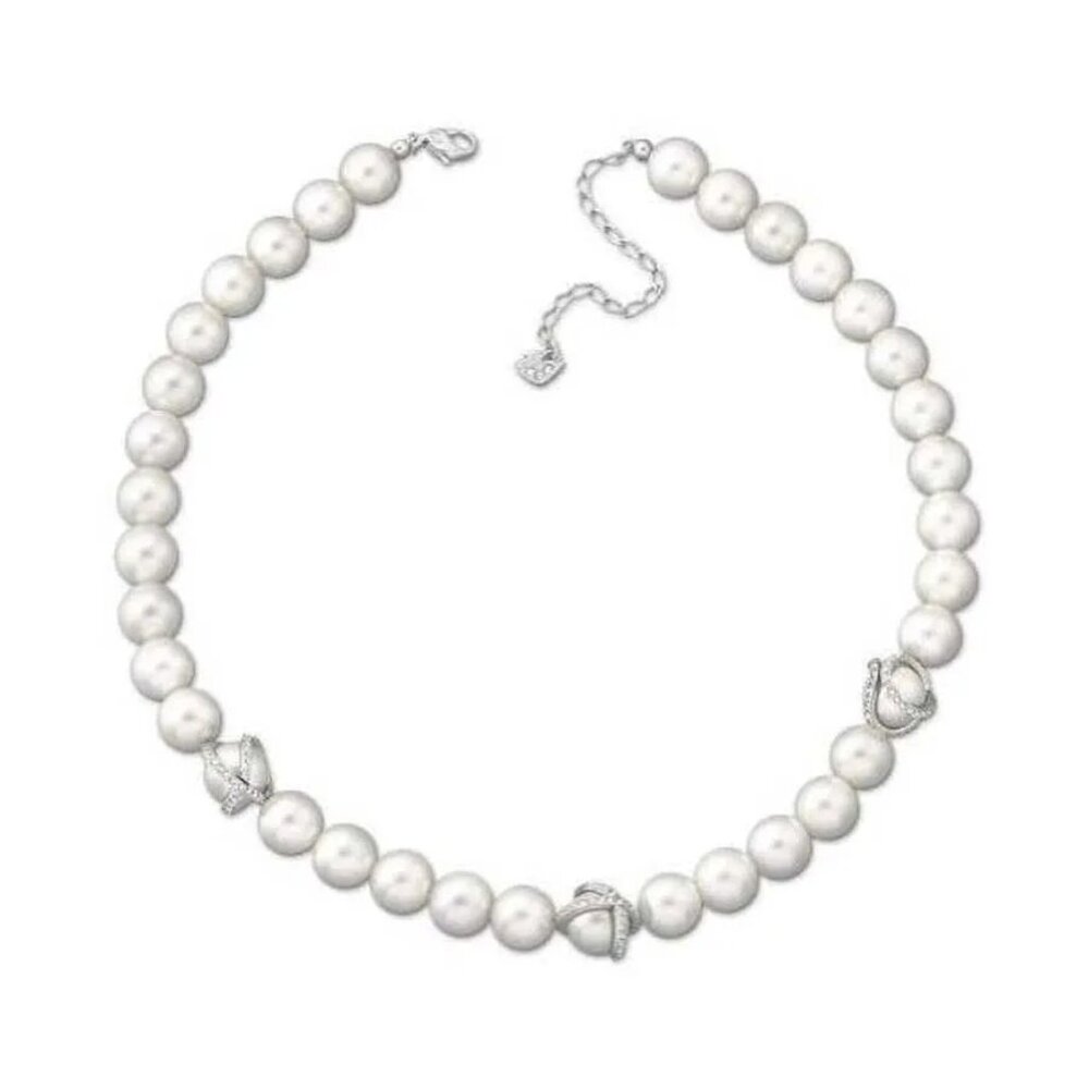 Swarovski Nude Pearl Necklace with Crystal Accents